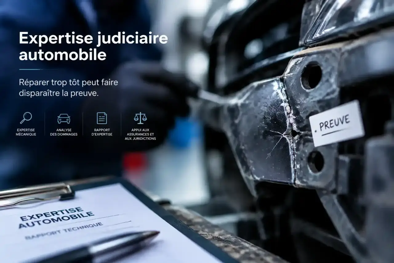Expertise judiciaire automobile : réparer trop tôt peut faire disparaître la preuve